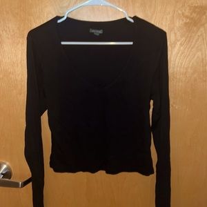 Black Long Sleeve Crop Top